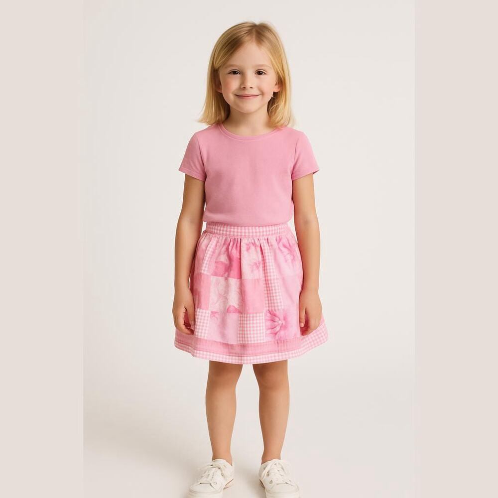 Lilly Pulitzer Girls Skirt Size 6X‎ Vintage White Label Pink Gingham Patchwork